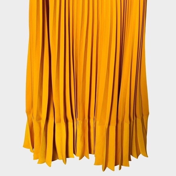 Zara Pleated Midi Skirt Golden Yellow Orange XS Resort Boho Festival - Picture 4 of 11
